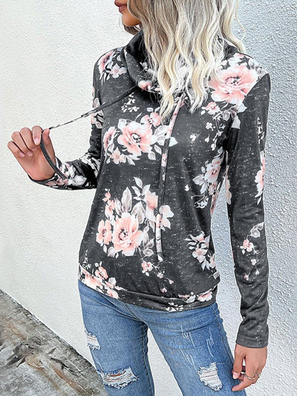 New Ladies Long Sleeve Floral Print Sweatshirt - Outerwear